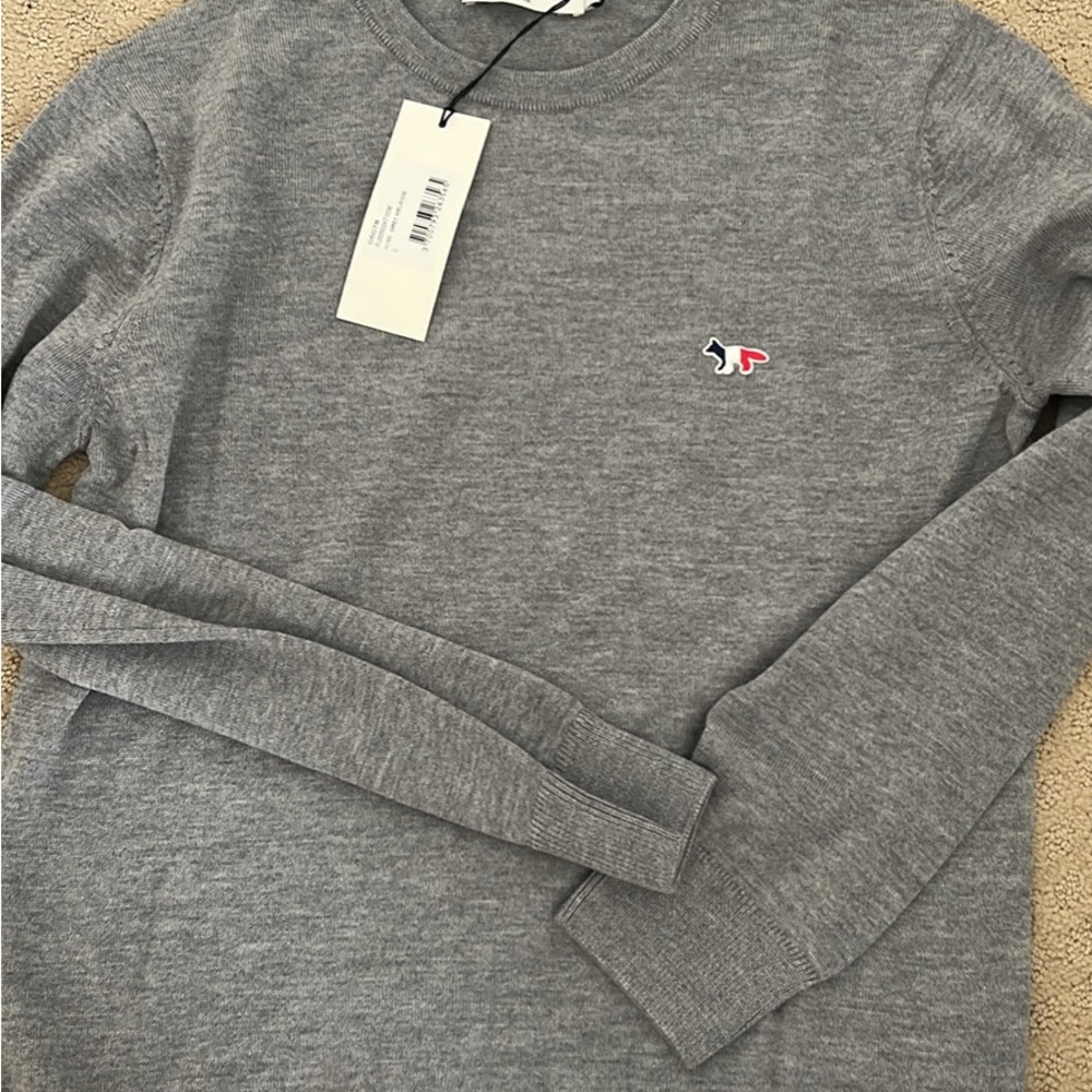 MAISON KITSUNE Gray Crewneck Sweater